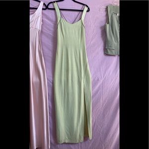 Niki gown vintage green rhinestone straps front and back size 10